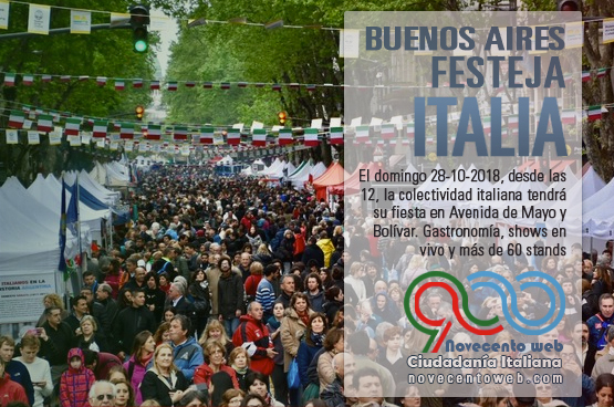 Buenos Aires Celebra Italia 2018. Domingo 28/10 en Av de Mayo y Bolivar